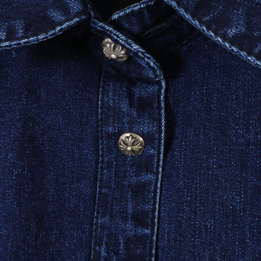 CHROME HEARTS(クロムハーツ) LOOSEEND ルーズエンド 袖クロスパッチクロスボールボタンデニム長袖シャツ インディゴ レディース