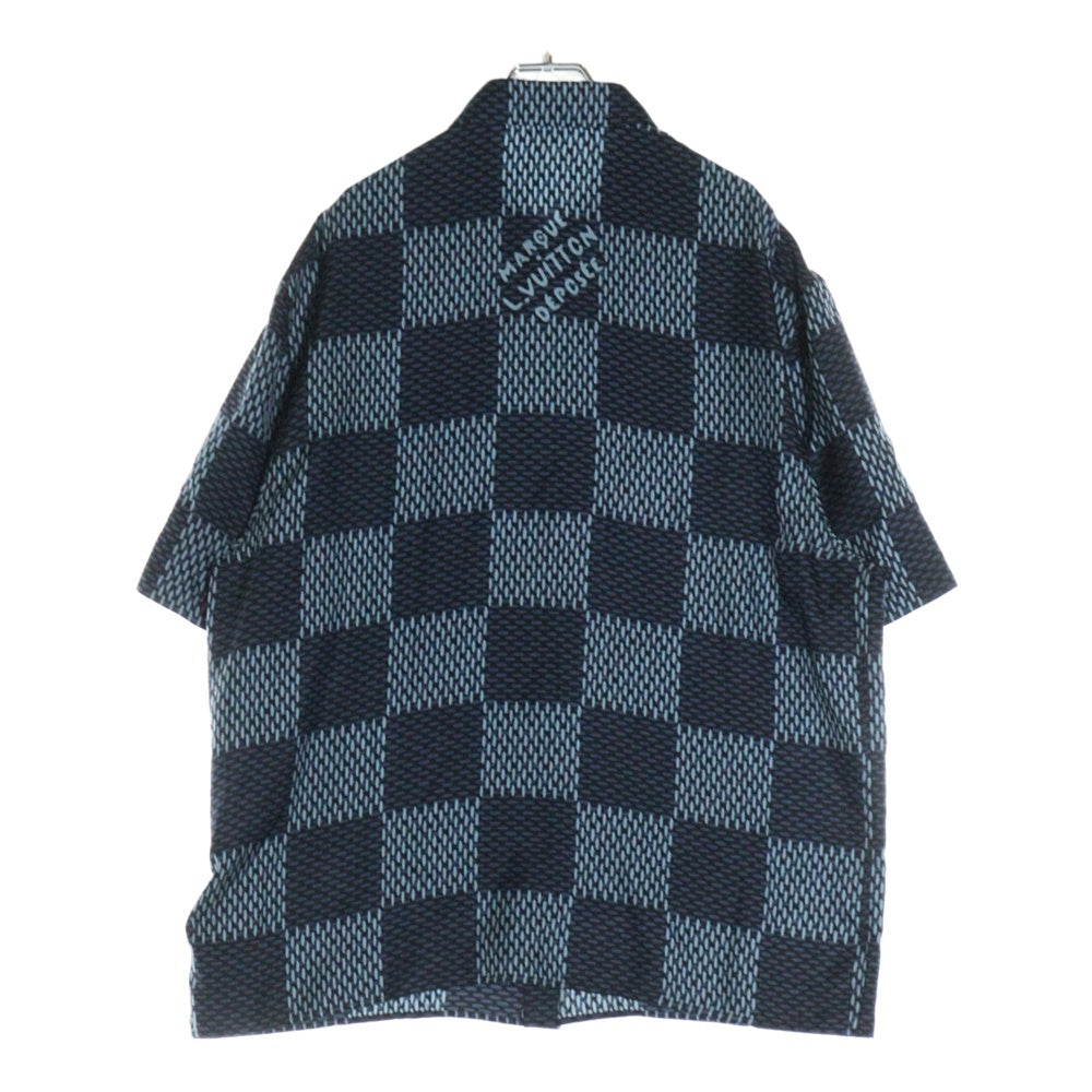LOUIS VUITTON(ルイヴィトン) 25AW 総柄 ダミエ シルク半袖シャツ ブルー RM252MQ FYQ HTS41W