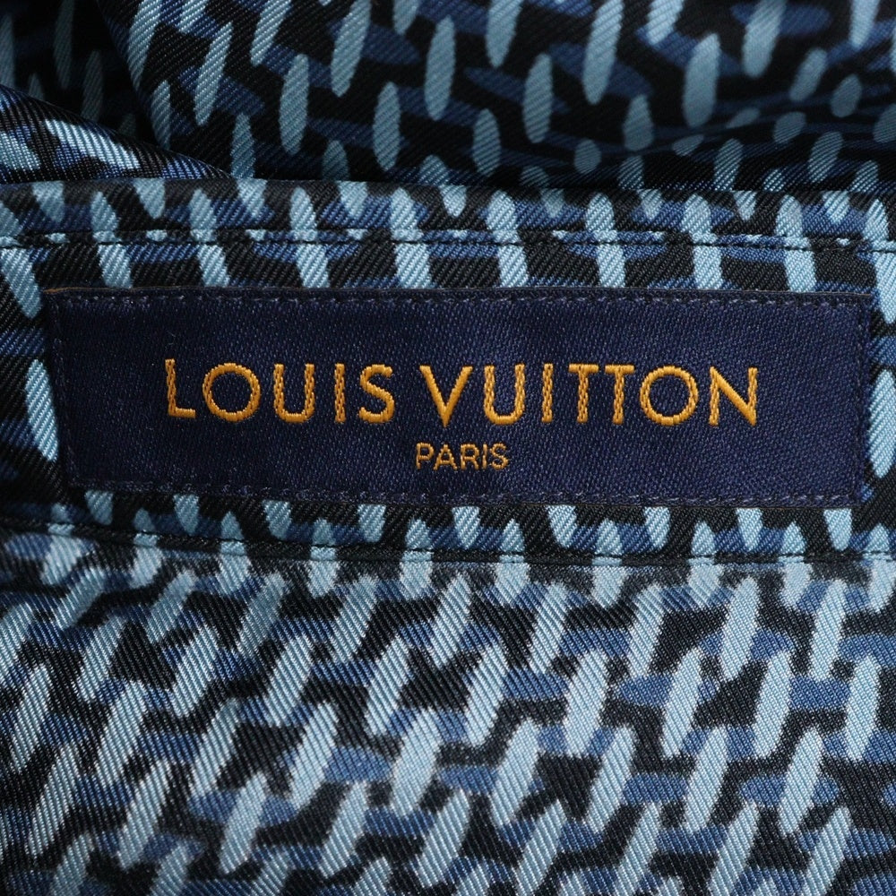 LOUIS VUITTON(ルイヴィトン) 25AW 総柄 ダミエ シルク半袖シャツ ブルー RM252MQ FYQ HTS41W