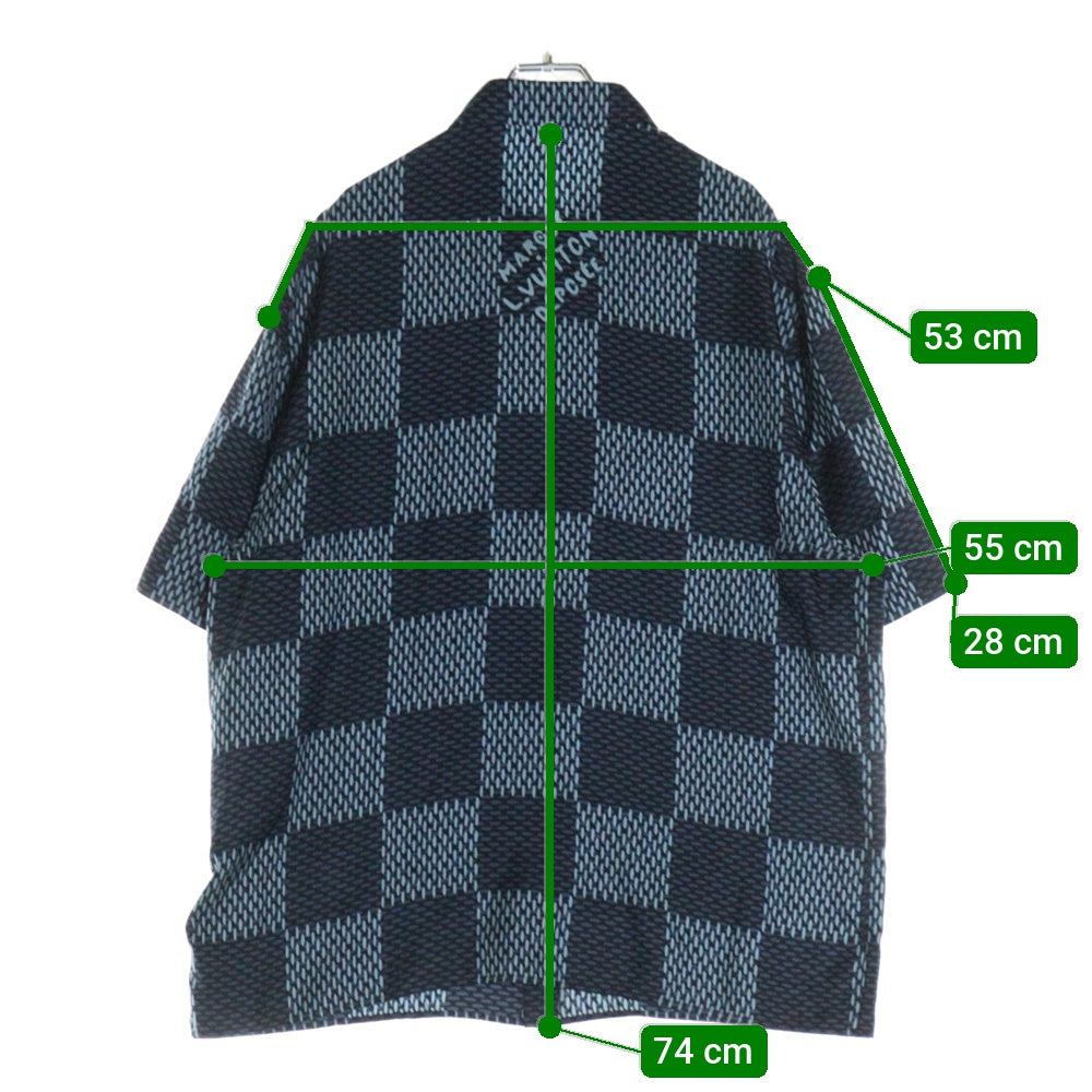 LOUIS VUITTON(ルイヴィトン) 25AW 総柄 ダミエ シルク半袖シャツ ブルー RM252MQ FYQ HTS41W