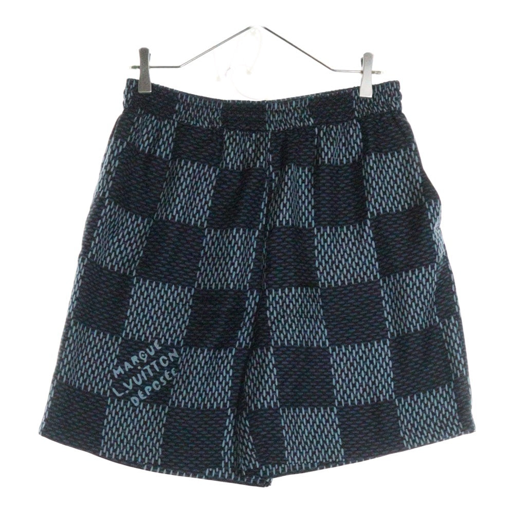 LOUIS VUITTON(ルイヴィトン) 25AW 総柄 ダミエ シルクショーツ ハーフパンツ ブルー RM252MQ FYQ HTP46W