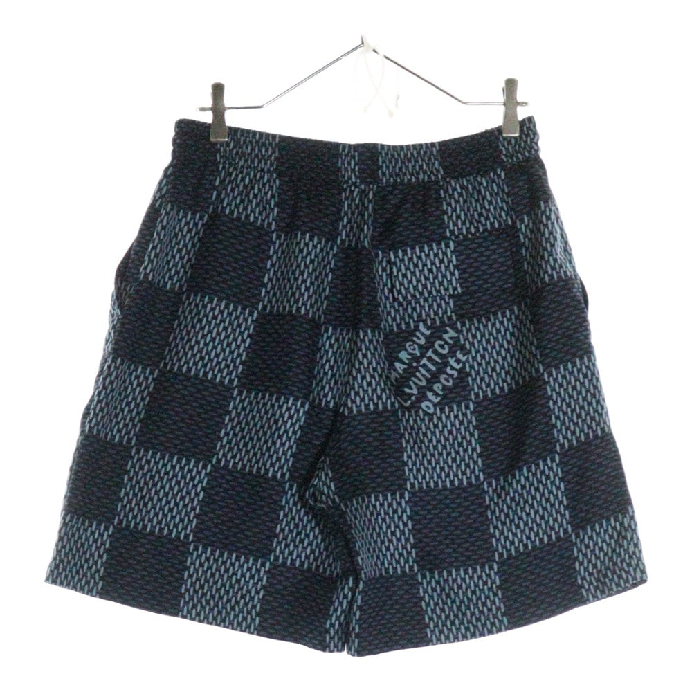 LOUIS VUITTON(ルイヴィトン) 25AW 総柄 ダミエ シルクショーツ ハーフパンツ ブルー RM252MQ FYQ HTP46W