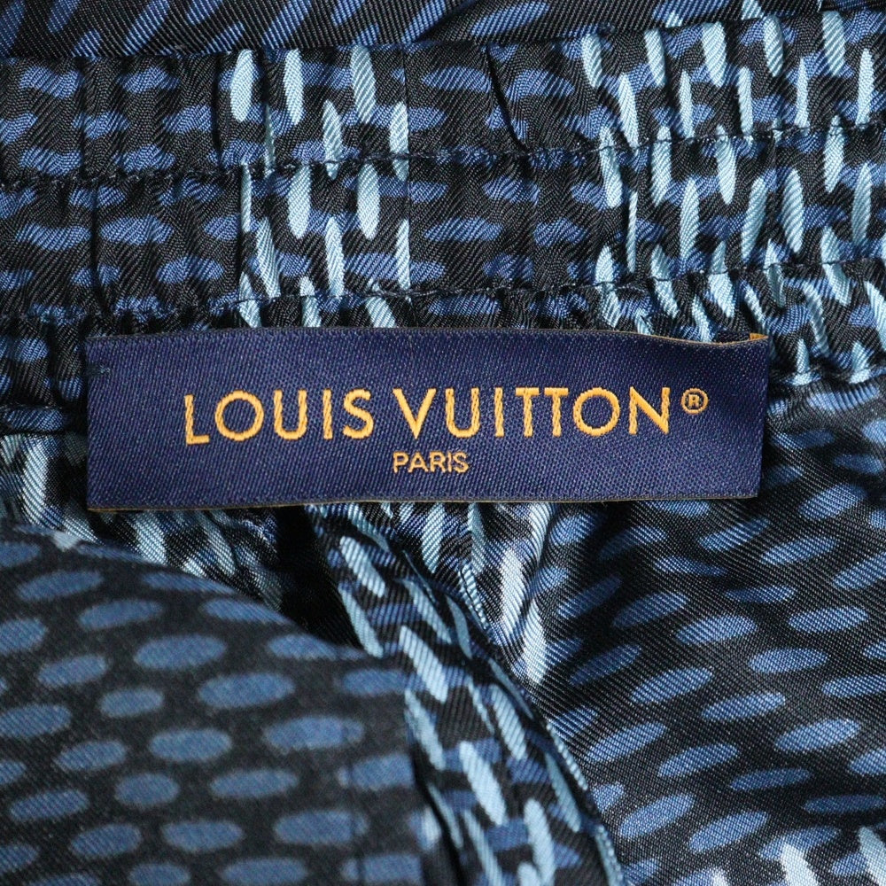 LOUIS VUITTON(ルイヴィトン) 25AW 総柄 ダミエ シルクショーツ ハーフパンツ ブルー RM252MQ FYQ HTP46W
