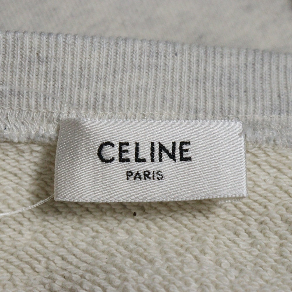 CELINE(セリーヌ) 25SS フロントロゴプリント ルーズフィット コットンフリース クルーネックスウェットトレーナー グレー/ブラック RY031649W.02BL