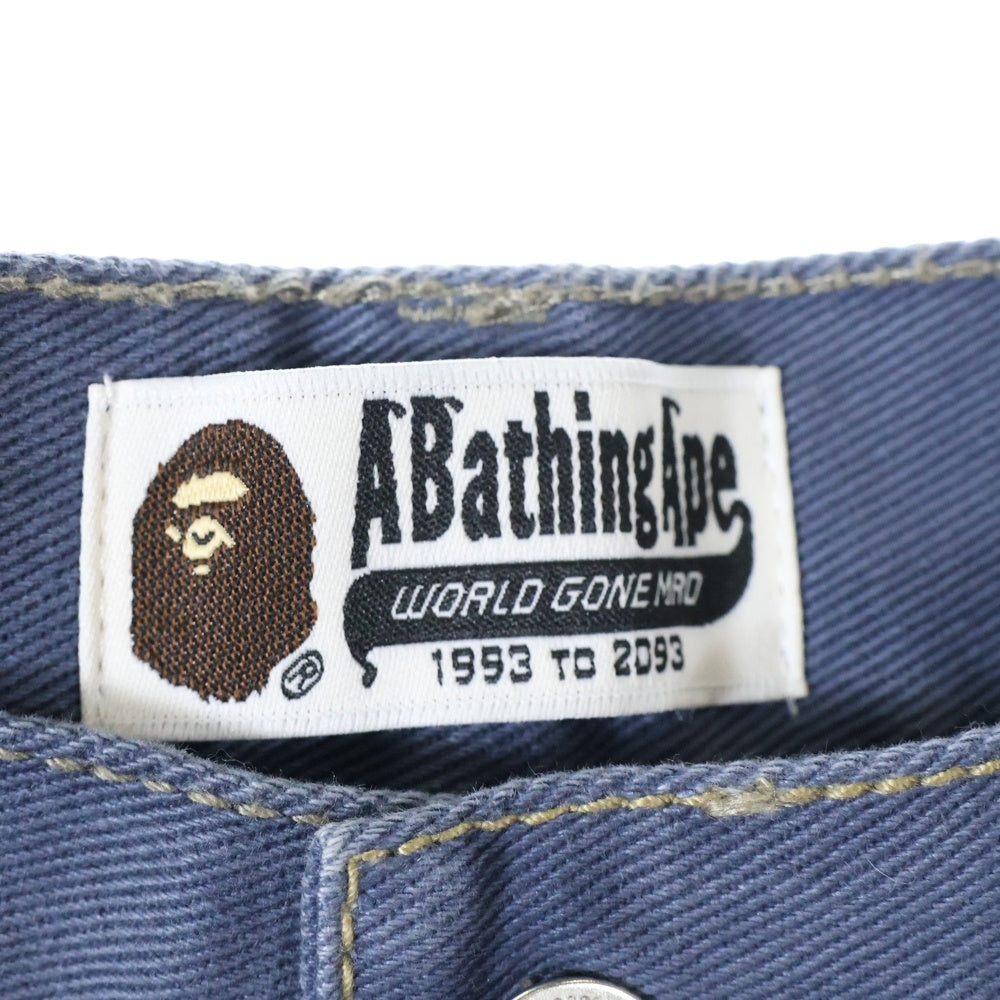 A BATHING APE(アベイシングエイプ) スターロゴ ワイドフィット バギー デニムショーツ ハーフパンツ グレー 001SPL301303M