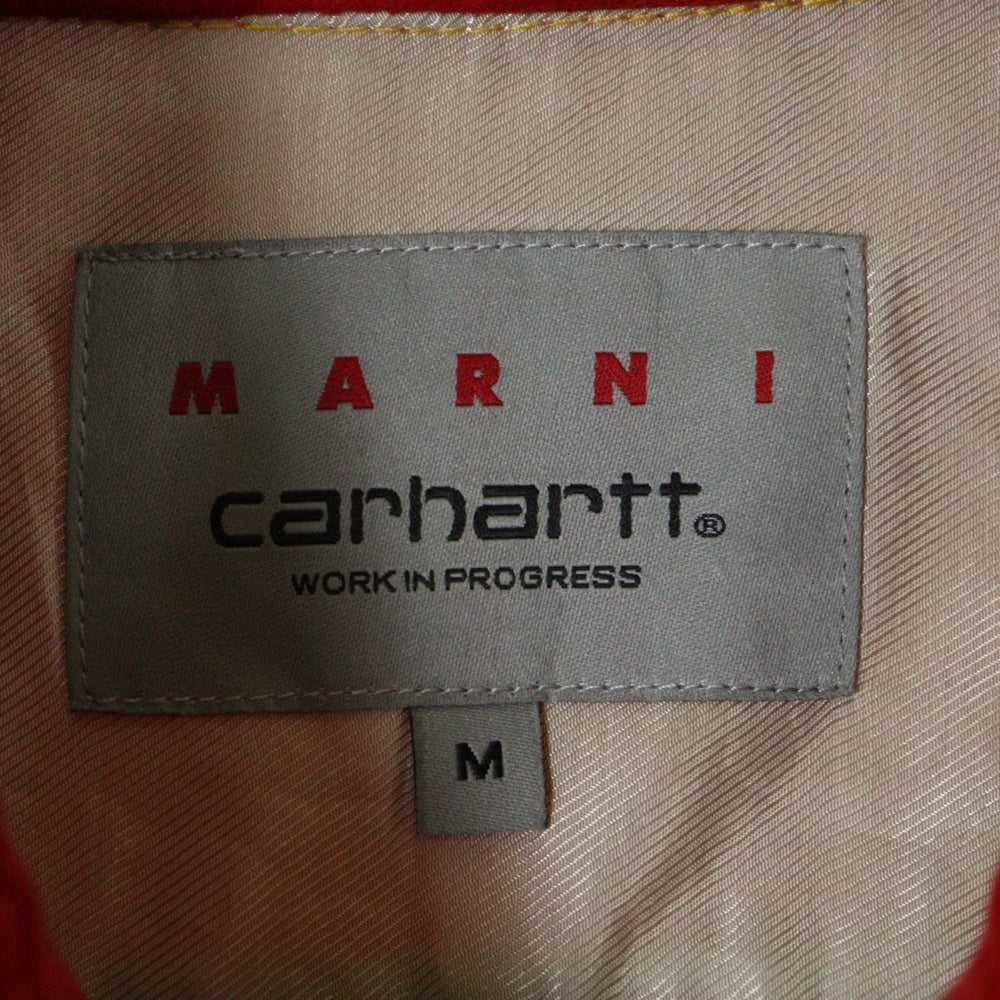 MARNI(マルニ) 23SS ×CarHartt カーハート カラーブロック オーバー長袖シャツジャケット ブラウン/レッド