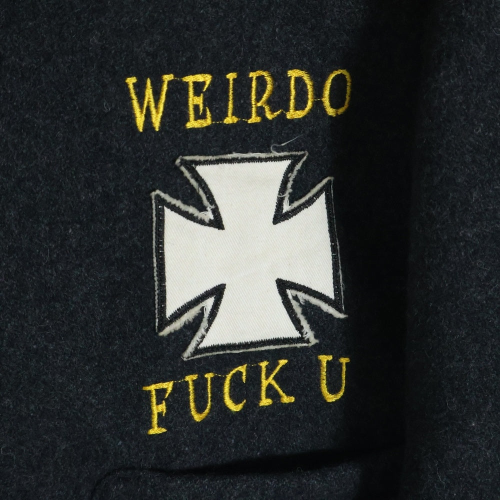 weirdo(ウィアード) バックロゴ刺繍 ウール ジップアップジャケット ブルゾン チャコール
