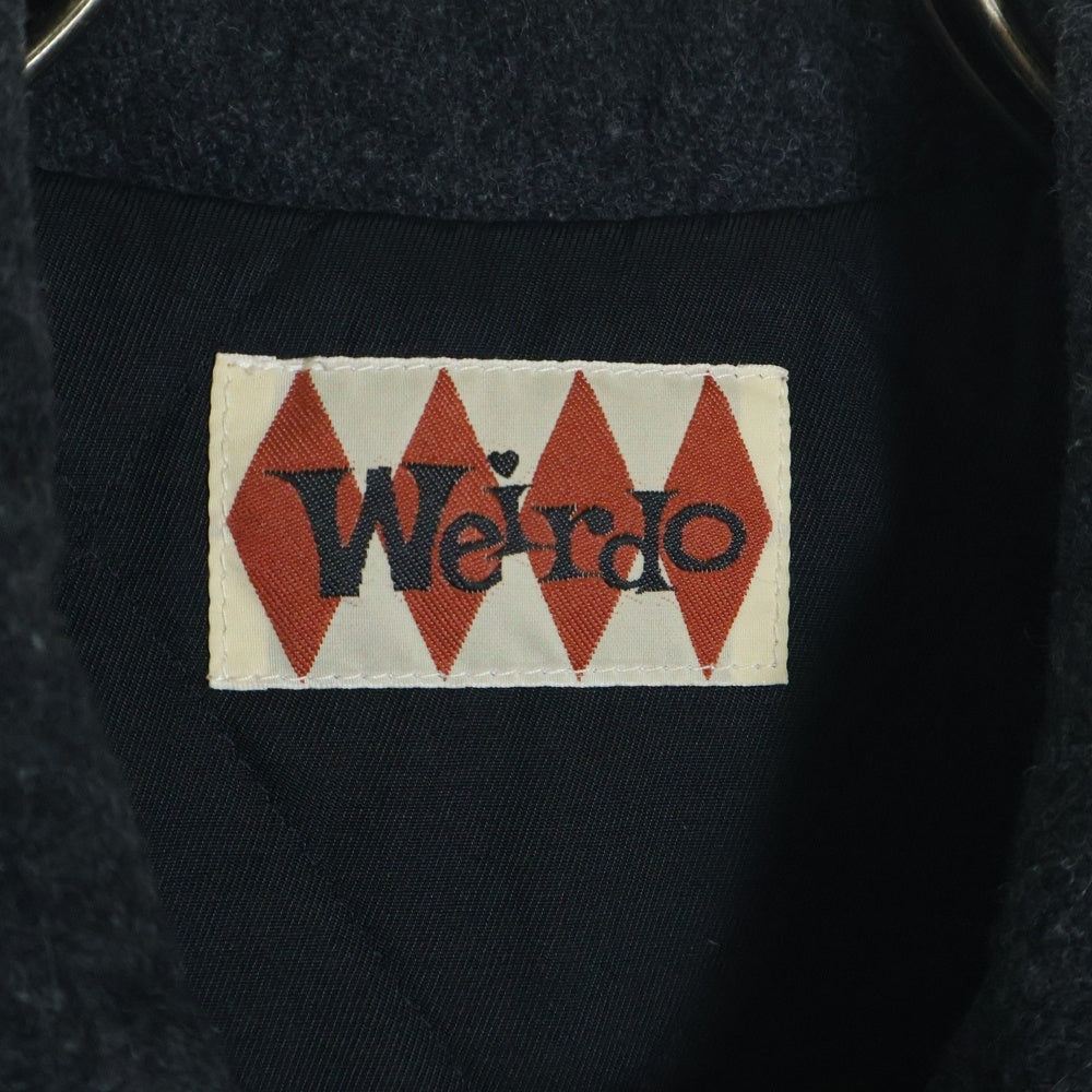 weirdo(ウィアード) バックロゴ刺繍 ウール ジップアップジャケット ブルゾン チャコール