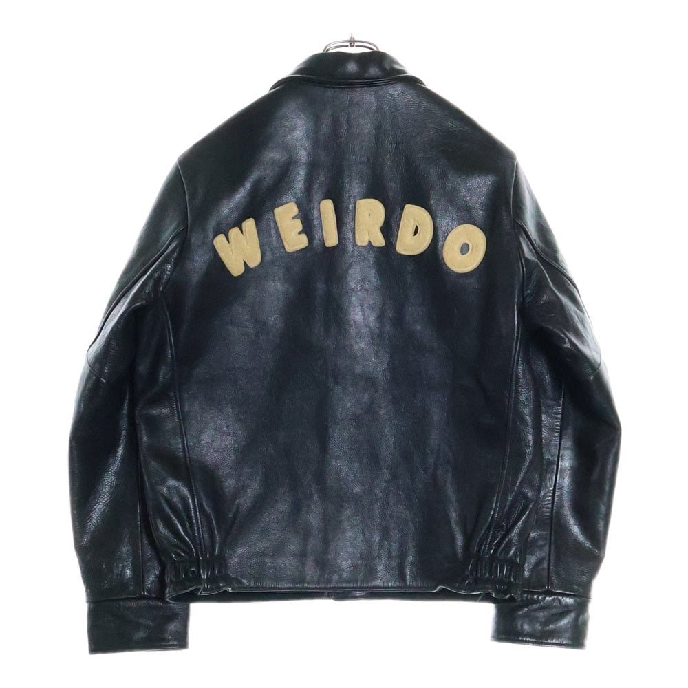 weirdo(ウィアード) カウハイド ワッペン付き コーデュロイライナー レザージャケット ブラック