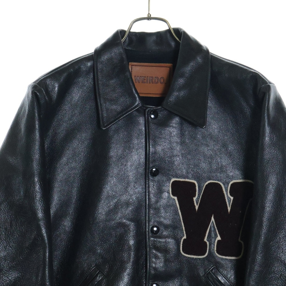 weirdo(ウィアード) カウハイド ワッペン付き コーデュロイライナー レザージャケット ブラック