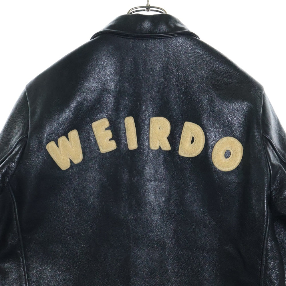 weirdo(ウィアード) カウハイド ワッペン付き コーデュロイライナー レザージャケット ブラック