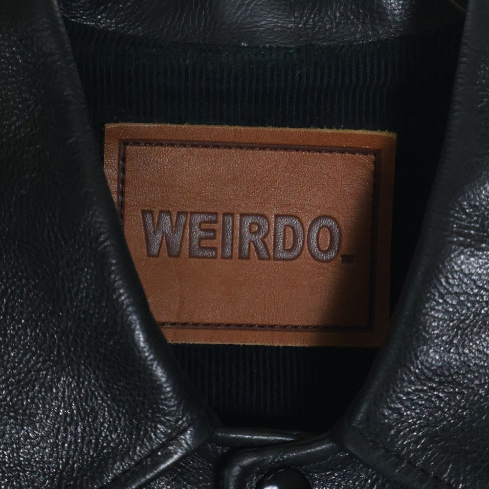 weirdo(ウィアード) カウハイド ワッペン付き コーデュロイライナー レザージャケット ブラック