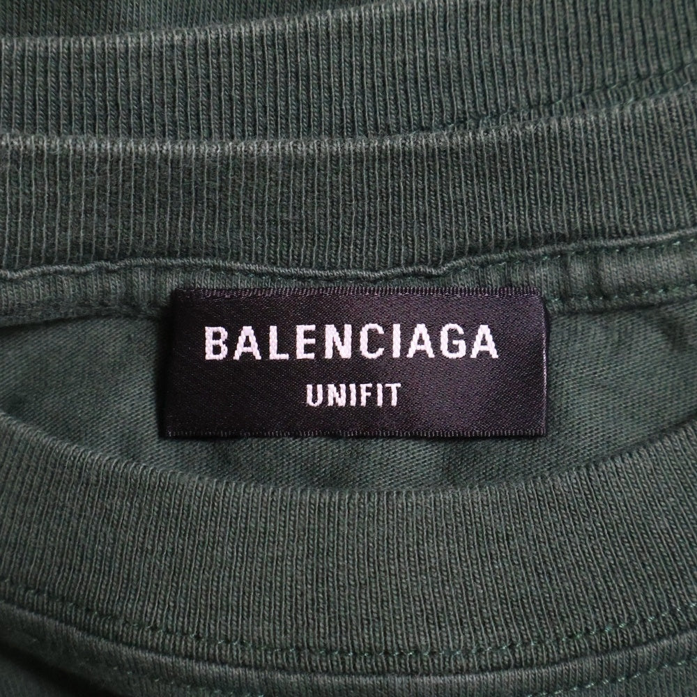 BALENCIAGA(バレンシアガ) 20SS UNISEX Print Tee フロントプリント レイヤード 半袖Tシャツ カットソー グリーン 657059 TKV97