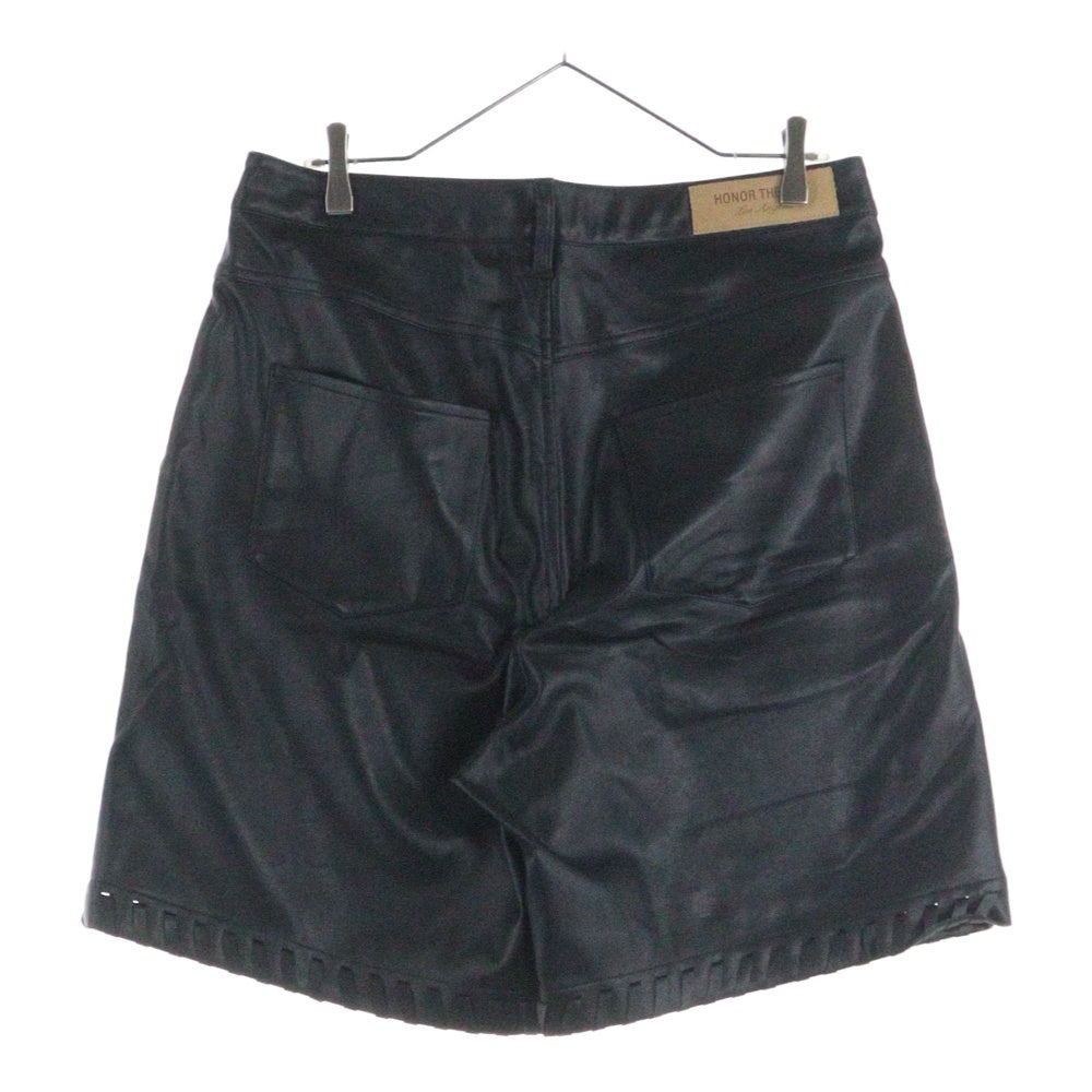 Honor The Gift(オナーザギフト) ステッチデザイン レザーショートパンツ ハーフパンツ ブラック 8319-343-0353