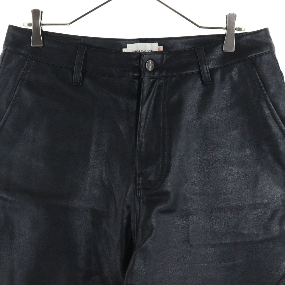 Honor The Gift(オナーザギフト) ステッチデザイン レザーショートパンツ ハーフパンツ ブラック 8319-343-0353