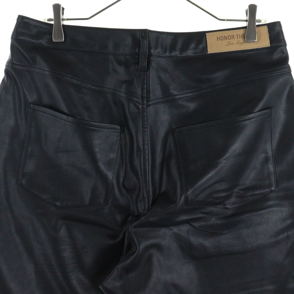 Honor The Gift(オナーザギフト) ステッチデザイン レザーショートパンツ ハーフパンツ ブラック 8319-343-0353