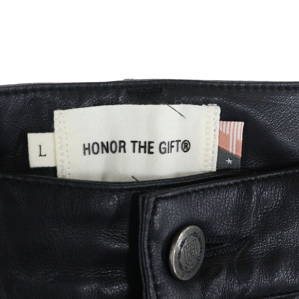 Honor The Gift(オナーザギフト) ステッチデザイン レザーショートパンツ ハーフパンツ ブラック 8319-343-0353