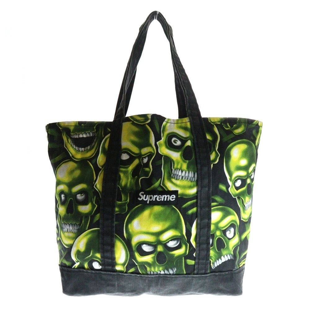 SUPREME(シュプリーム) 18SS Skull Pile Denim Tote スカルパイルデニムトートバッグ グリーン