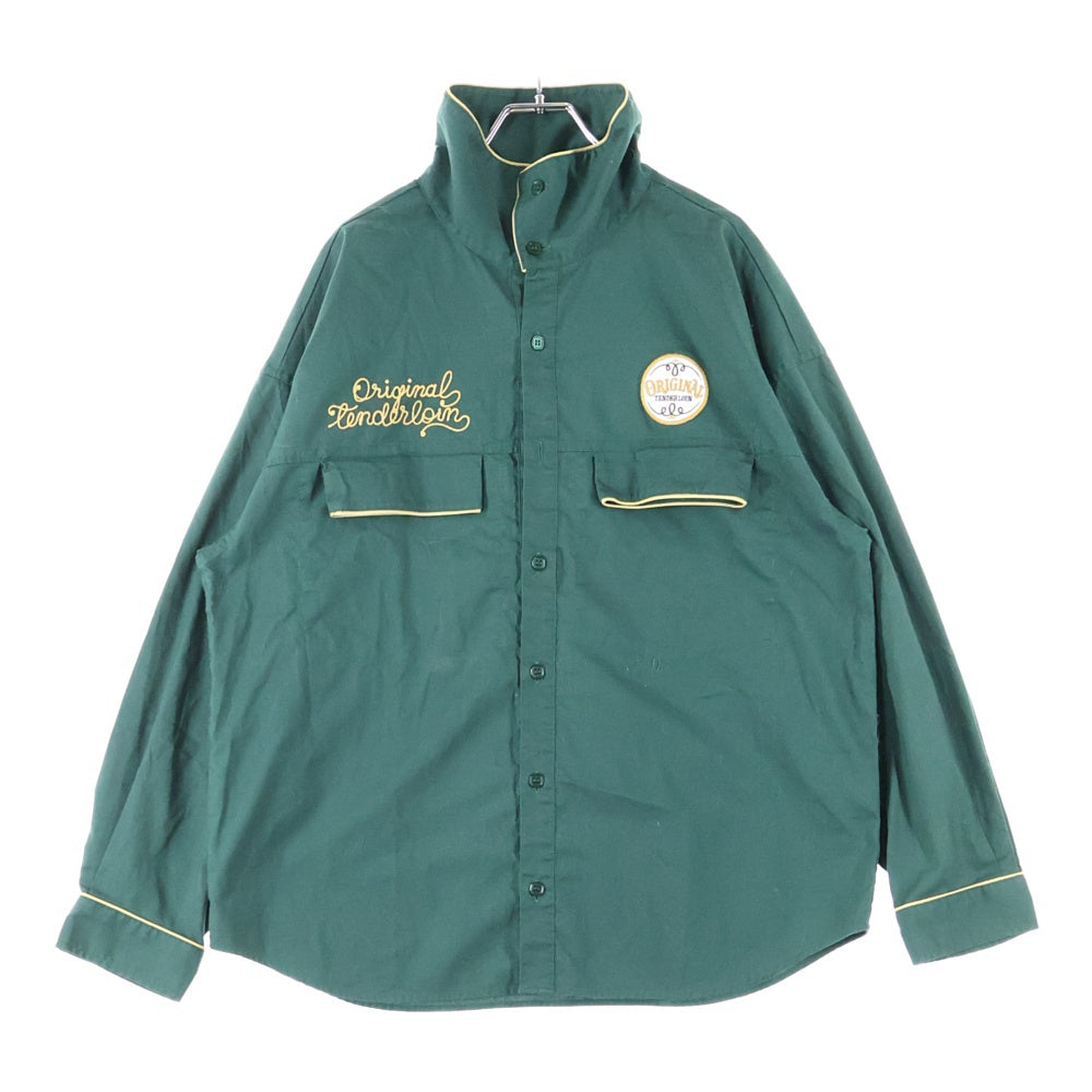 TENDERLOIN(テンダーロイン) ハイネック フロントロゴデザイン 長袖シャツ グリーン