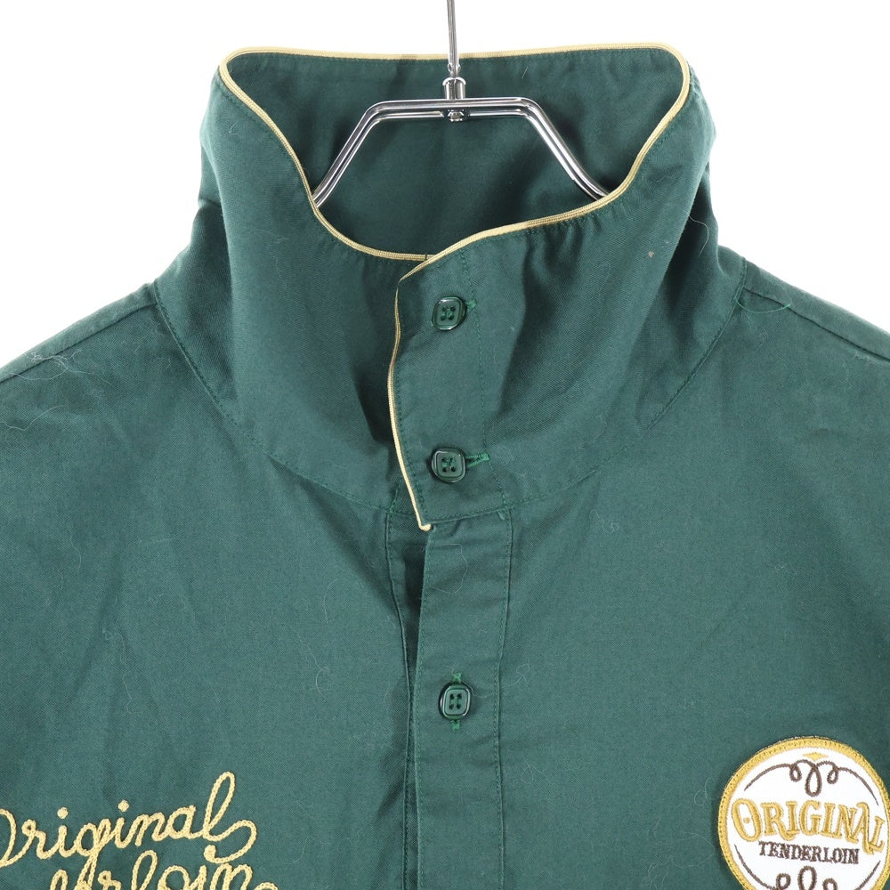 TENDERLOIN(テンダーロイン) ハイネック フロントロゴデザイン 長袖シャツ グリーン