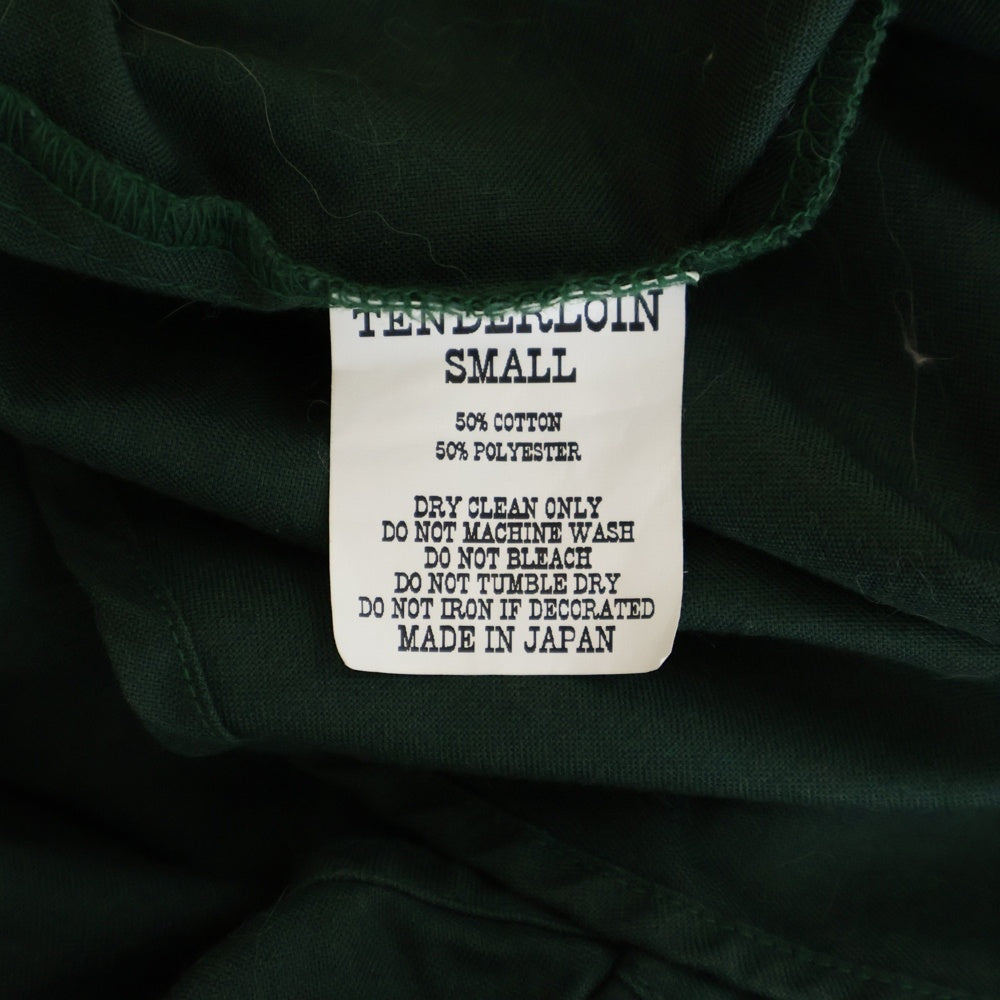 TENDERLOIN(テンダーロイン) ハイネック フロントロゴデザイン 長袖シャツ グリーン