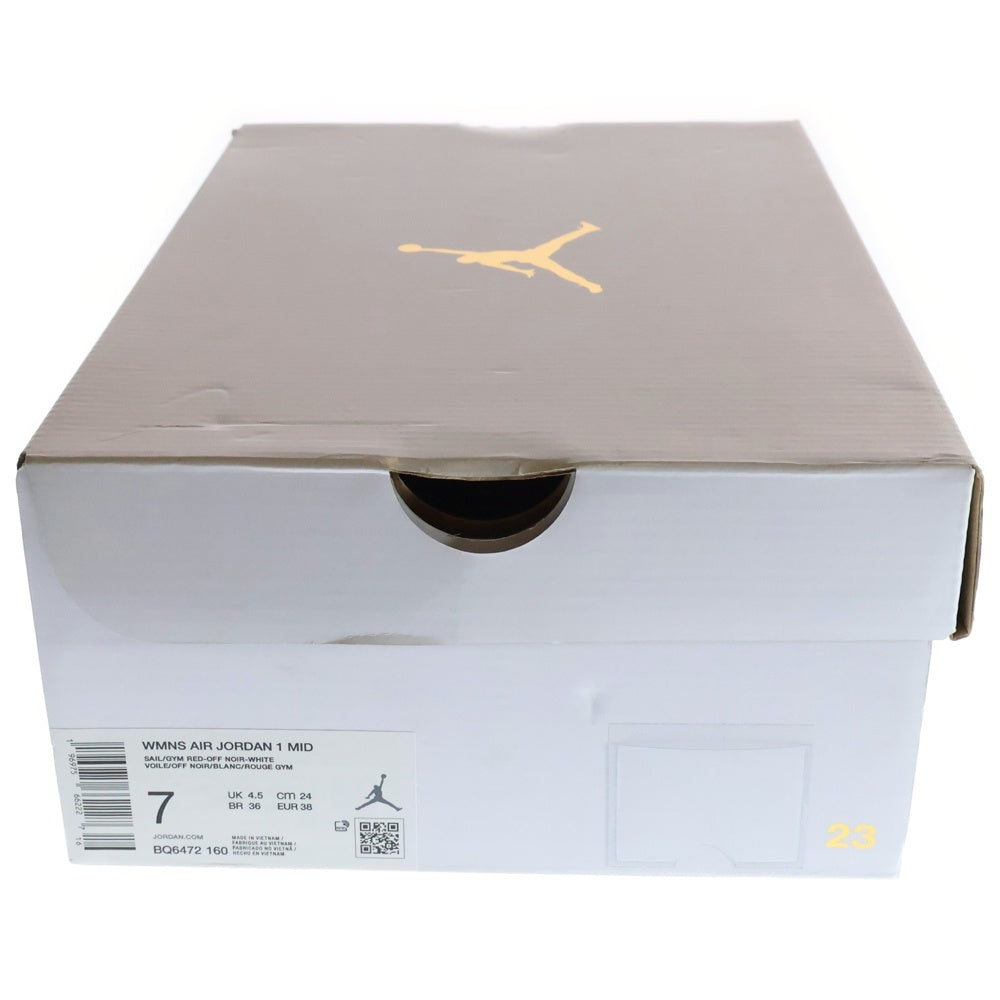 NIKE(ナイキ) WMNS AIR JORDAN 1 MID ウィメンズ エアジョーダン 1 ミッドカットスニーカー レッド/ホワイト/ブラック US7/24cm BQ6472-160