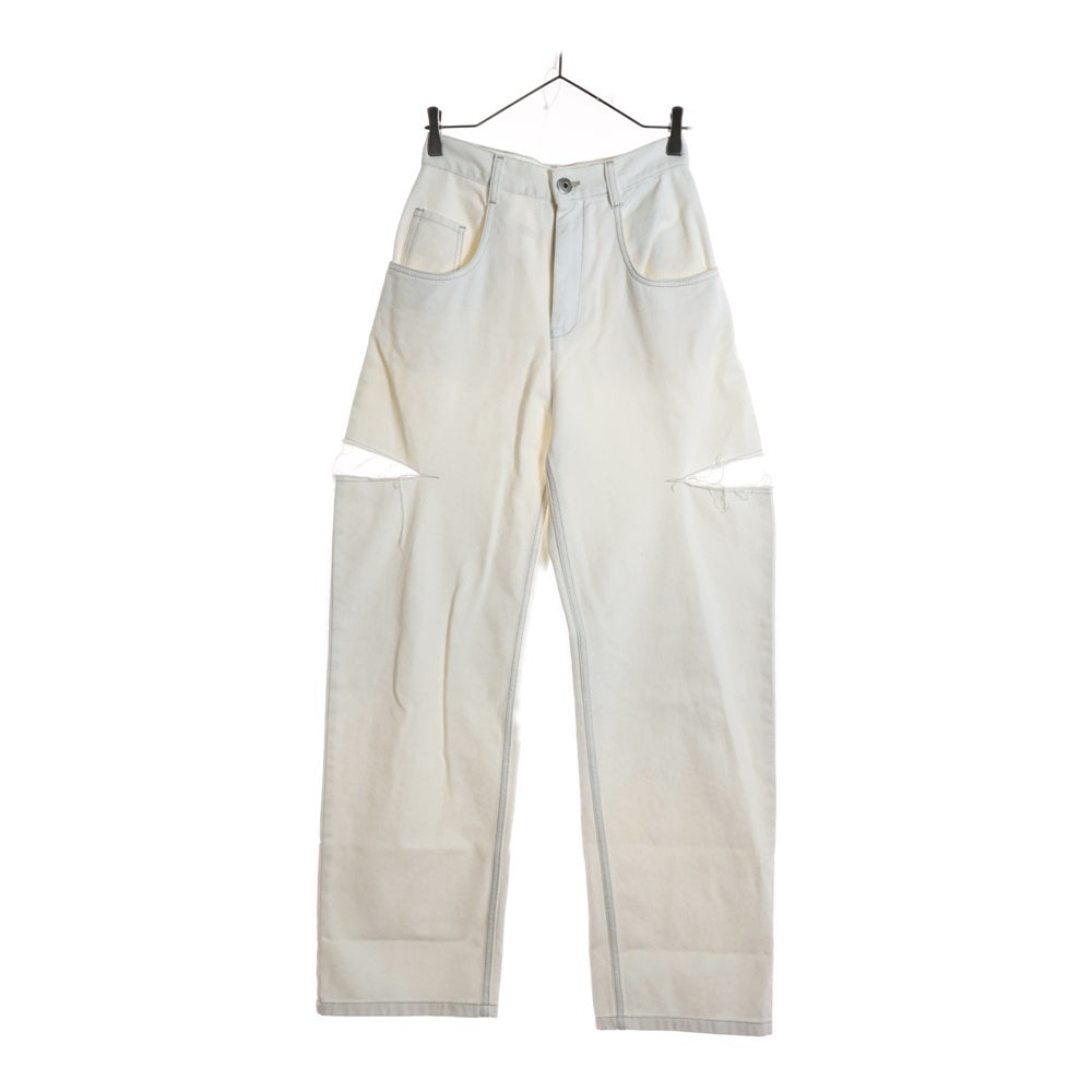 Maison Margiela 1(メゾンマルジェラ) スラッシュディテール カットオフ デニムパンツ ジーンズ ホワイト レディース S51LA0106 S47399
