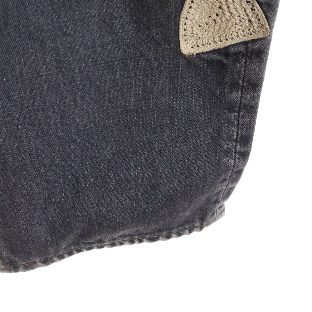 KAPITAL(キャピタル) 14oz Black Denim MEXICAN TUXEDO ボーン刺繍 ブラックデニムパンツ グレー EK-1391LPB