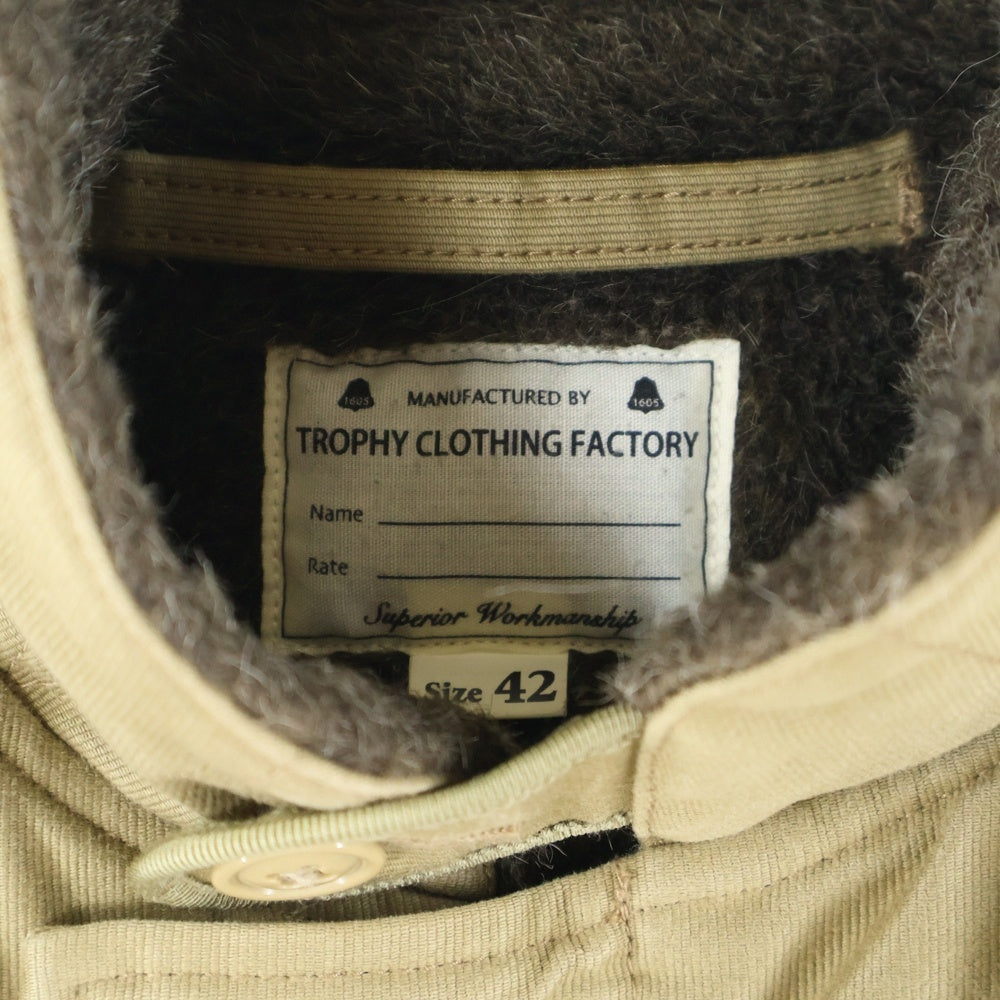 TROPHY CLOTHING(トロフィークロージング) 裏地ボア ジップアップ デッキジャケット ベージュ