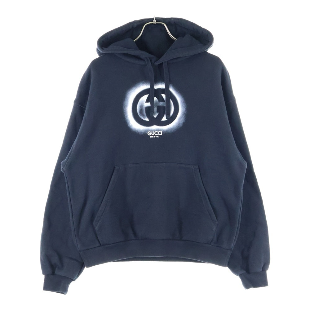 GUCCI(グッチ) 24SS インターロッキングG プルオーバーパーカー コットンフーディー ブラック 770839 XJF65