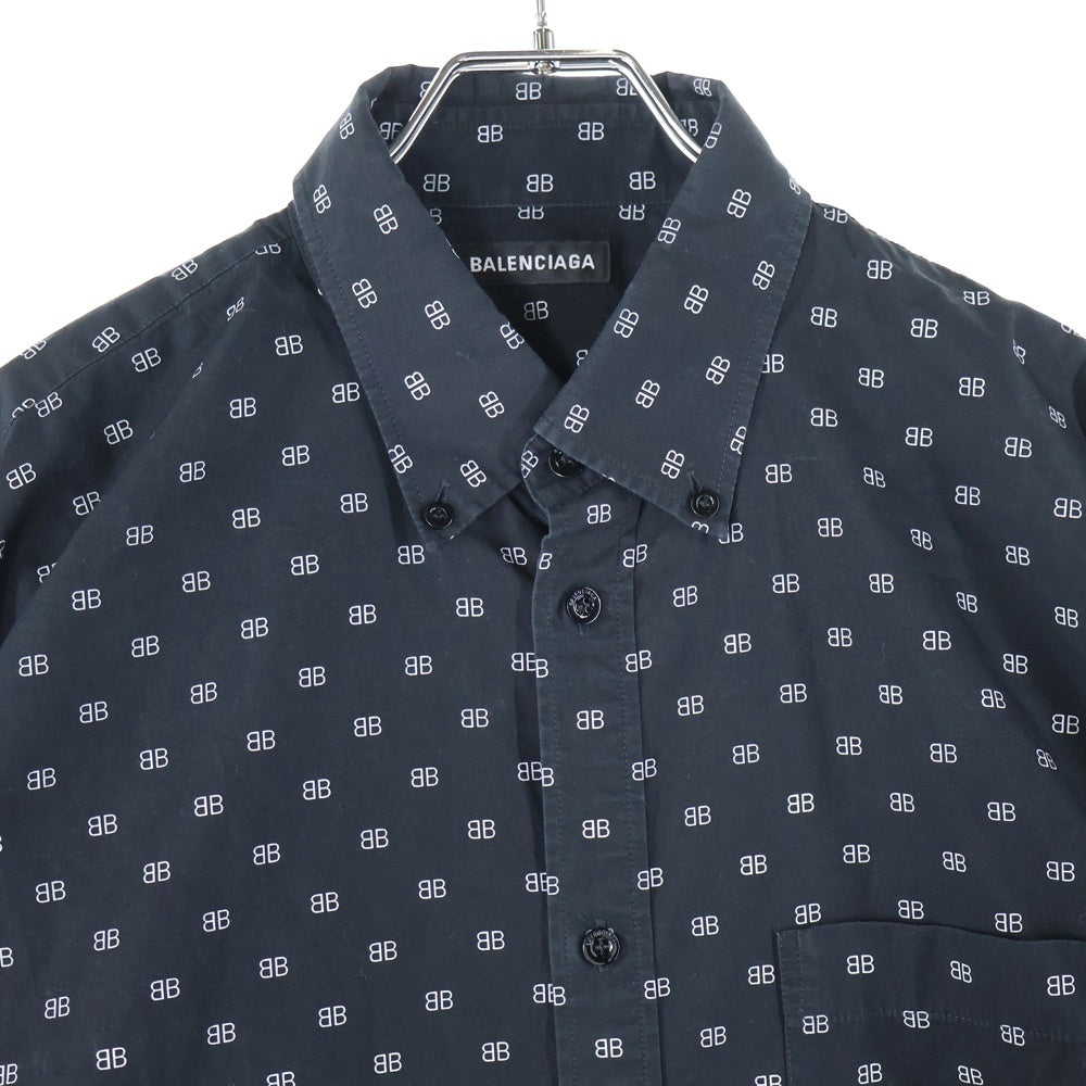 BALENCIAGA(バレンシアガ) 20SS BBロゴ 長袖シャツ フロントポケット ブラック 534333 TELE5