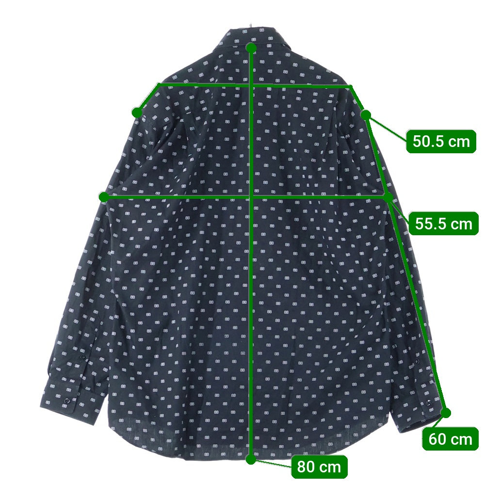 BALENCIAGA(バレンシアガ) 20SS BBロゴ 長袖シャツ フロントポケット ブラック 534333 TELE5