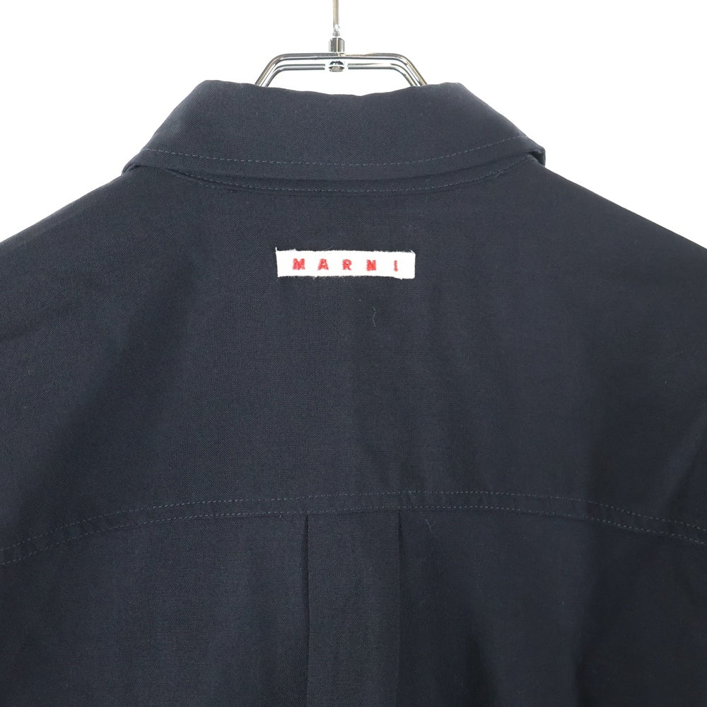 MARNI(マルニ) フロントポケット 切り替え デザイン ストライプ 長袖シャツ ブルー/ブラック CUMU0278UD UTWA14