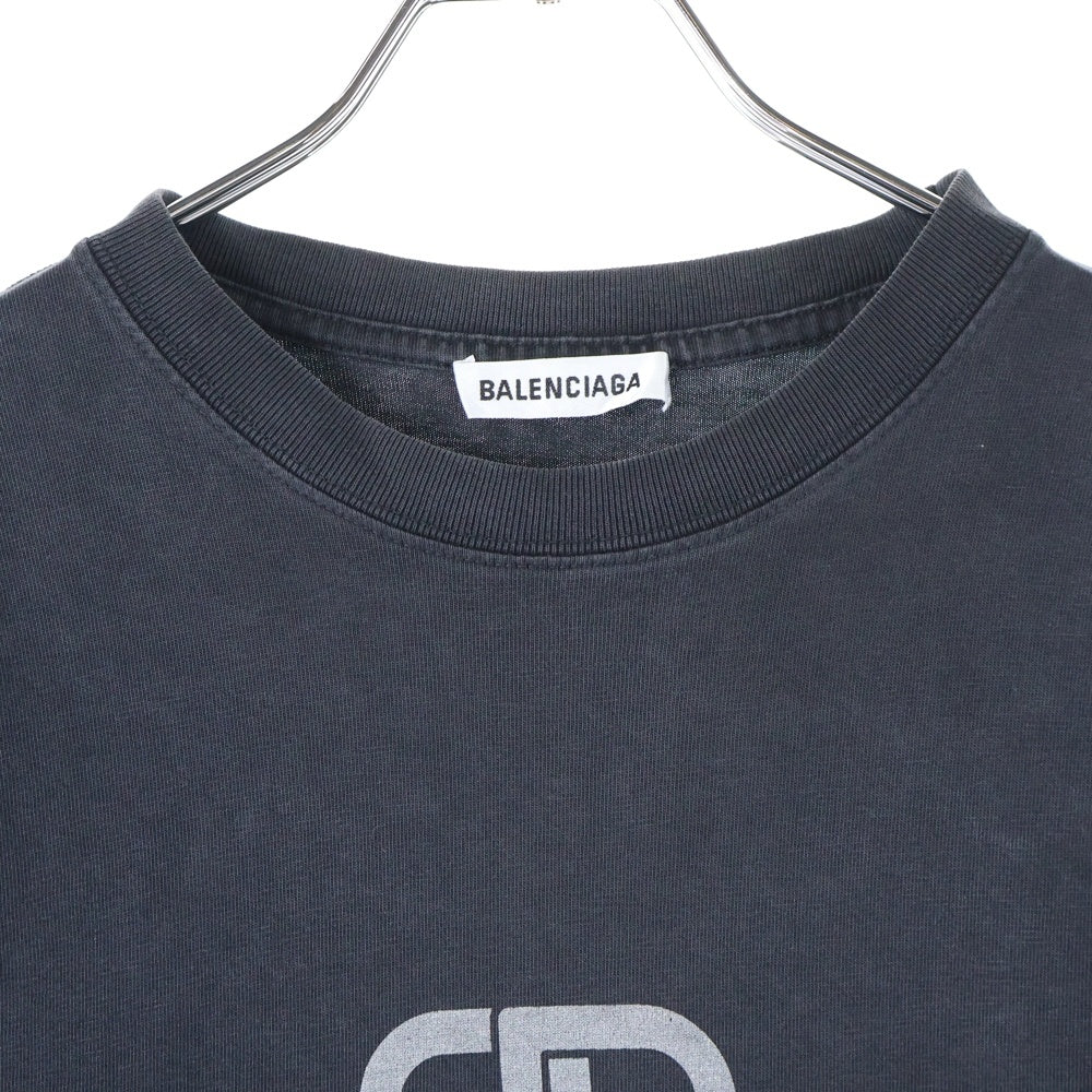 BALENCIAGA(バレンシアガ) 20SS フロントロゴ プリント 半袖Tシャツ カットソー ブラック 571205 TGV75