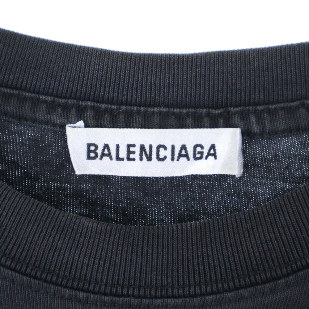BALENCIAGA(バレンシアガ) 20SS フロントロゴ プリント 半袖Tシャツ カットソー ブラック 571205 TGV75