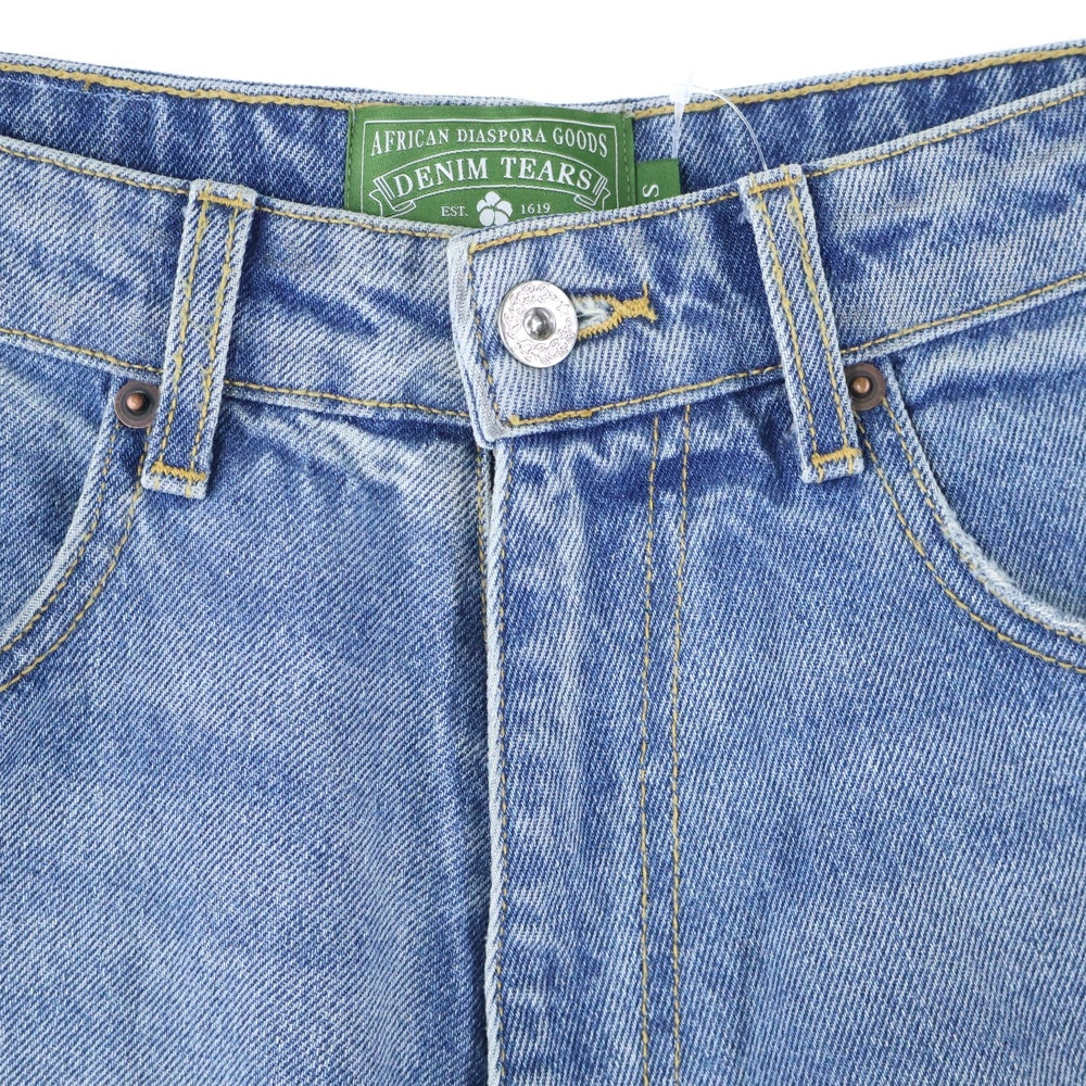 DENIM TEARS(デニムティアーズ) 25SS LASER WREATH DENIM SHORT 総柄 デニムバギーショーツ ハーフパンツ インディゴ