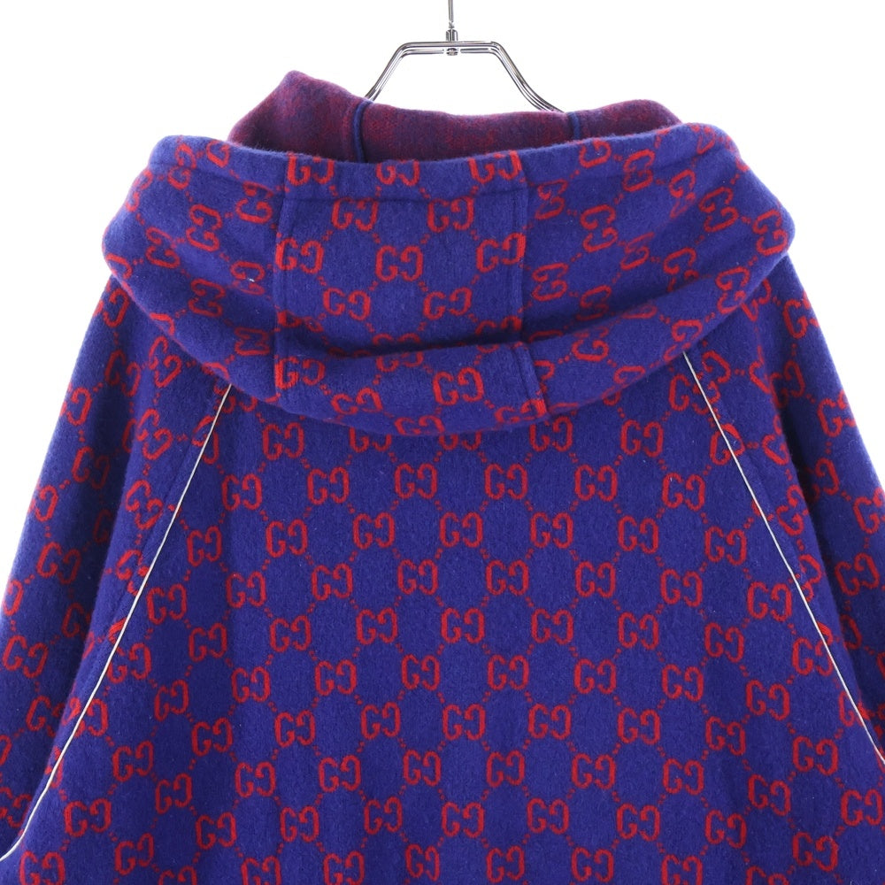 GUCCI(グッチ) 20SS GG Wool Bomber Jacket カシミヤ混 GG柄ウールニットジップパーカー ネイビー 599838 XKA4S