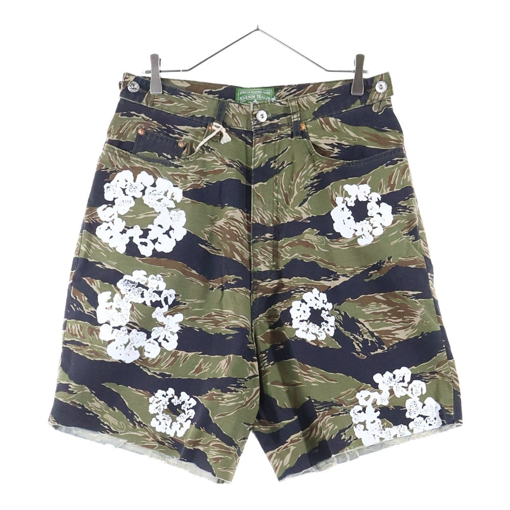 DENIM TEARS(デニムティアーズ) LASER WREATH Tiger Camo SHORT 総柄 カモフラ 迷彩 ショーツ ハーフパンツ カーキ