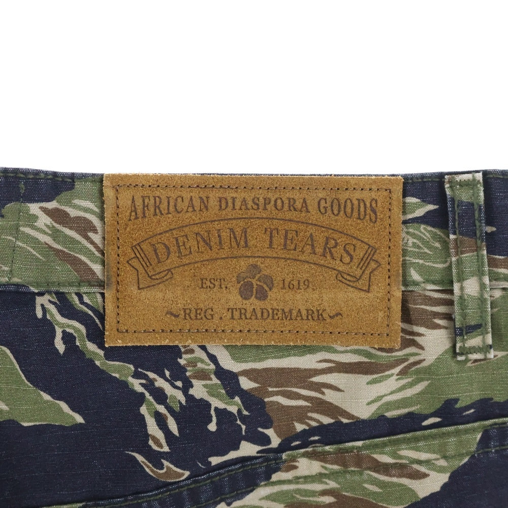 DENIM TEARS(デニムティアーズ) LASER WREATH Tiger Camo SHORT 総柄 カモフラ 迷彩 ショーツ ハーフパンツ カーキ