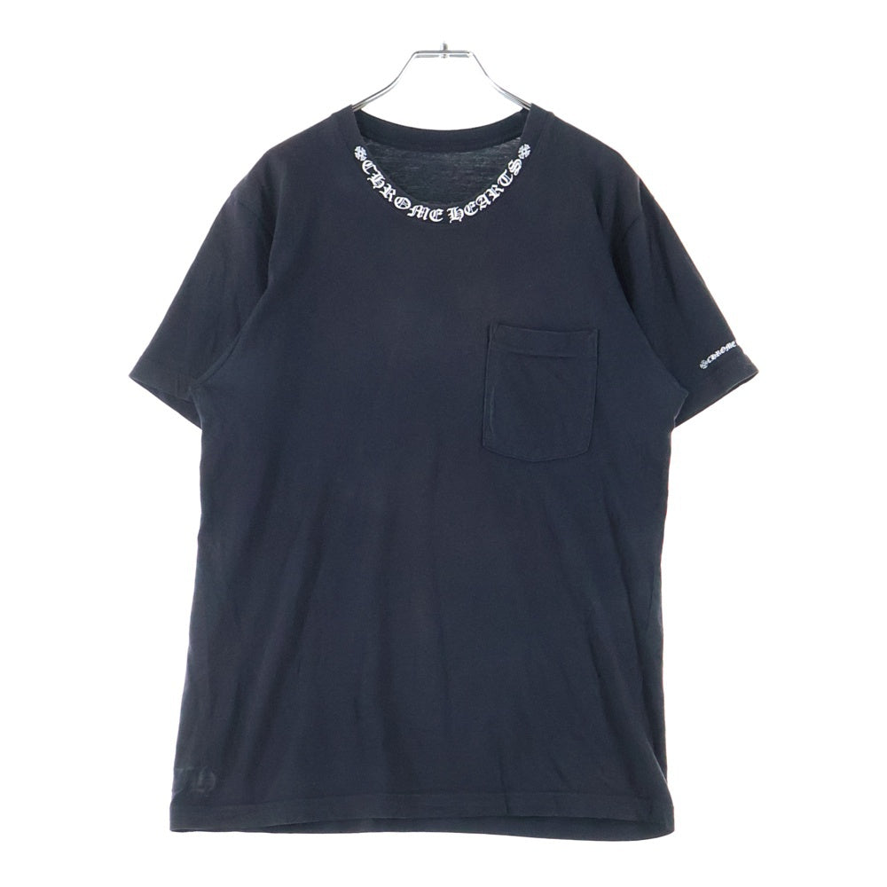 CHROME HEARTS(クロムハーツ) Neck Logo S/S TEE ネック ロゴ プリント半袖Tシャツ ブラック