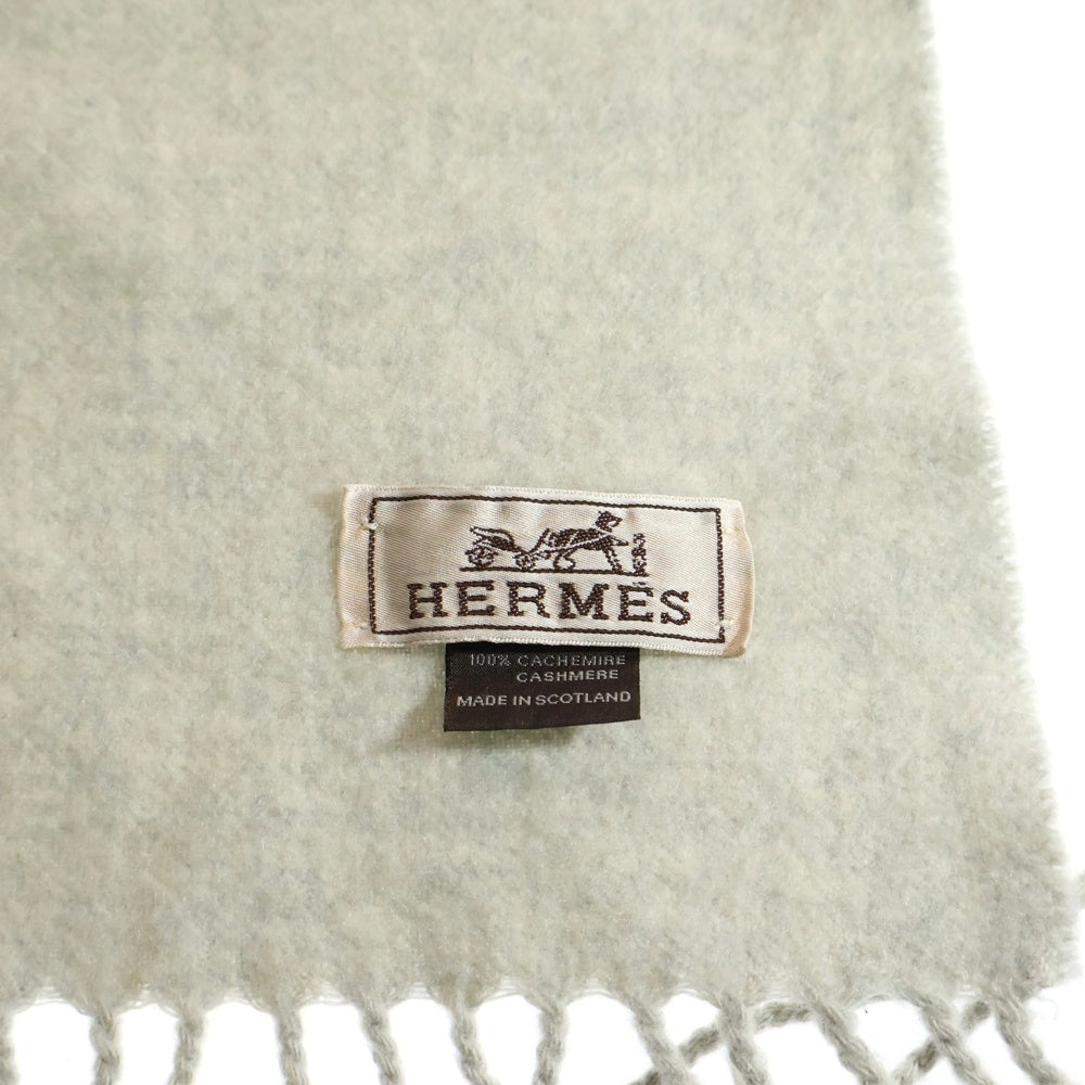 HERMES(エルメス) カシミヤ フリンジ ストール マフラー グレー