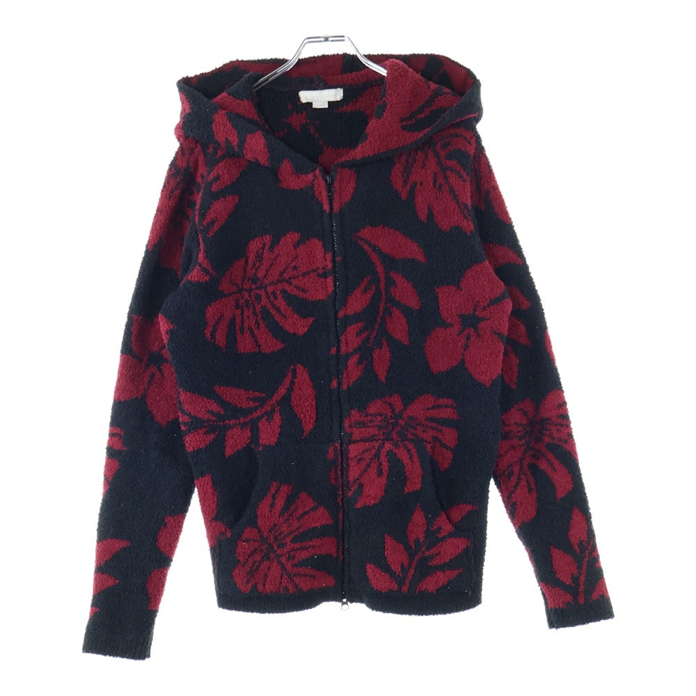 BAREFOOT DREAMS(ベアフットドリームス) パイル地 フラワーデザイン ジップアップパーカー ブラック/レッド C625