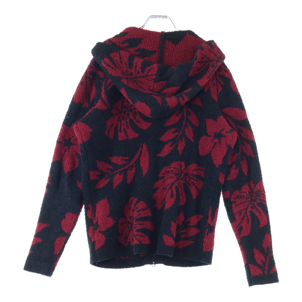 BAREFOOT DREAMS(ベアフットドリームス) パイル地 フラワーデザイン ジップアップパーカー ブラック/レッド C625