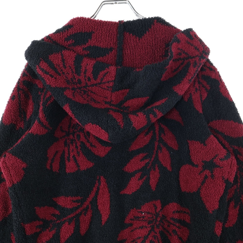 BAREFOOT DREAMS(ベアフットドリームス) パイル地 フラワーデザイン ジップアップパーカー ブラック/レッド C625