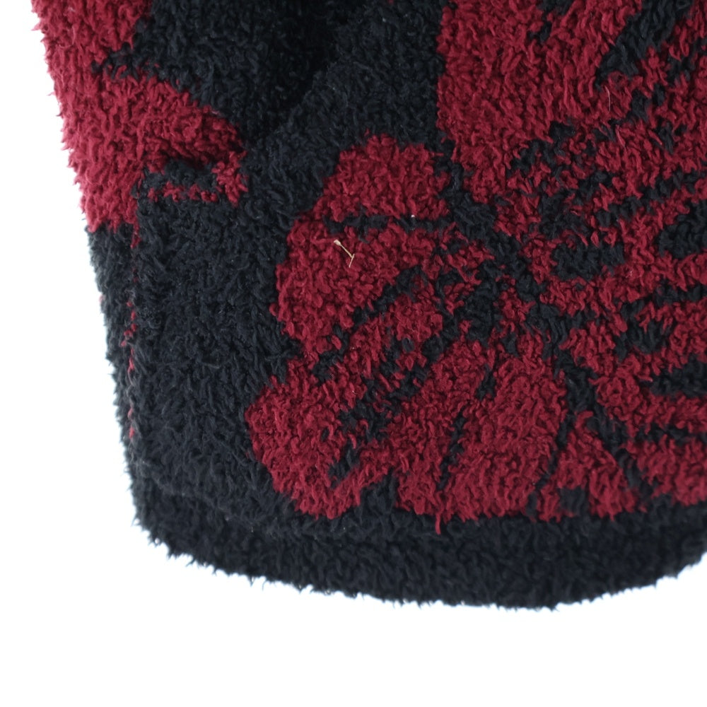 BAREFOOT DREAMS(ベアフットドリームス) パイル地 フラワーデザイン ジップアップパーカー ブラック/レッド C625