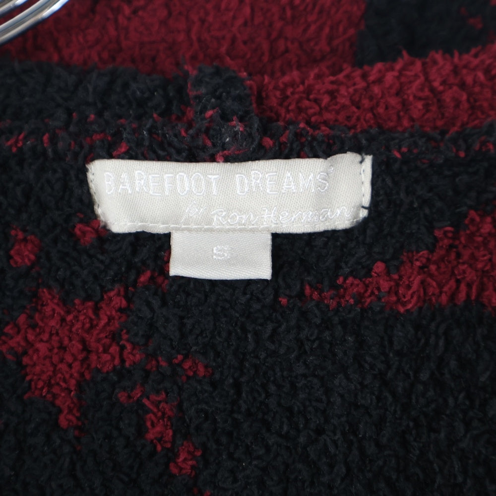 BAREFOOT DREAMS(ベアフットドリームス) パイル地 フラワーデザイン ジップアップパーカー ブラック/レッド C625