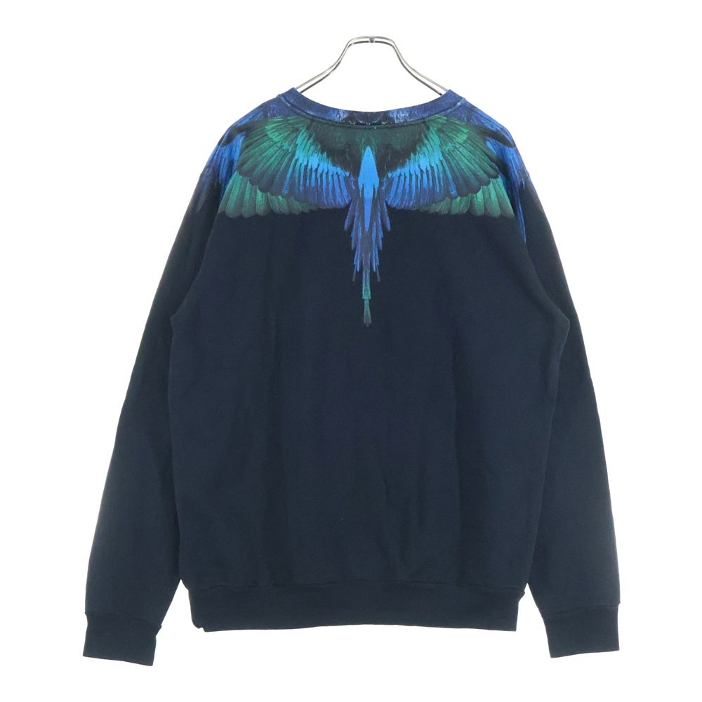 MARCELO BURLON(マルセロバーロン) BLUE WINGS SWEATSHRTS ブルーウィングス スウェット クルーネック ブラック CMBA009F19506006