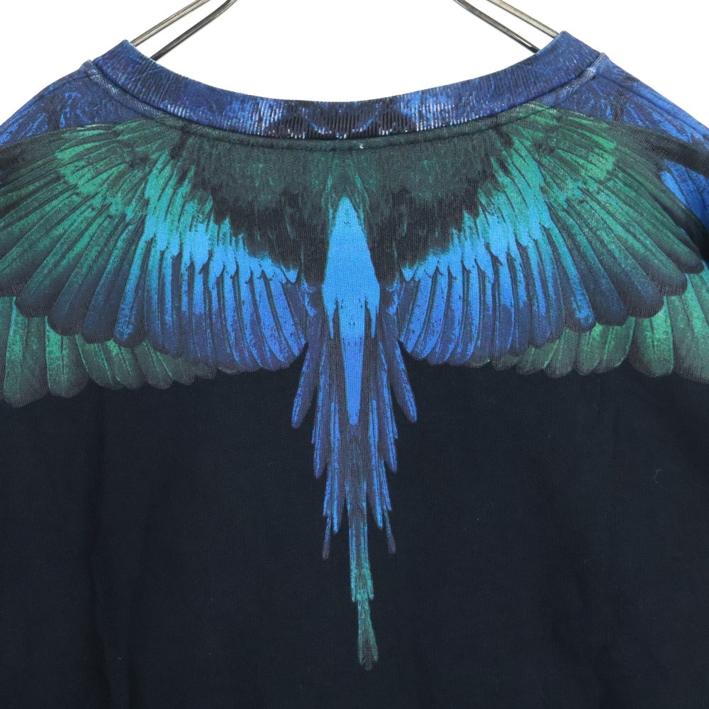 MARCELO BURLON(マルセロバーロン) BLUE WINGS SWEATSHRTS ブルーウィングス スウェット クルーネック ブラック CMBA009F19506006