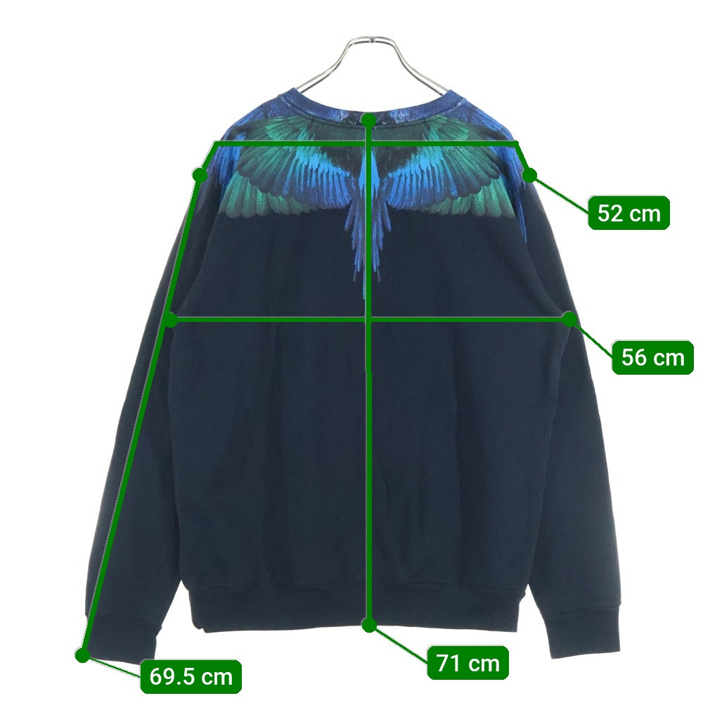 MARCELO BURLON(マルセロバーロン) BLUE WINGS SWEATSHRTS ブルーウィングス スウェット クルーネック ブラック CMBA009F19506006