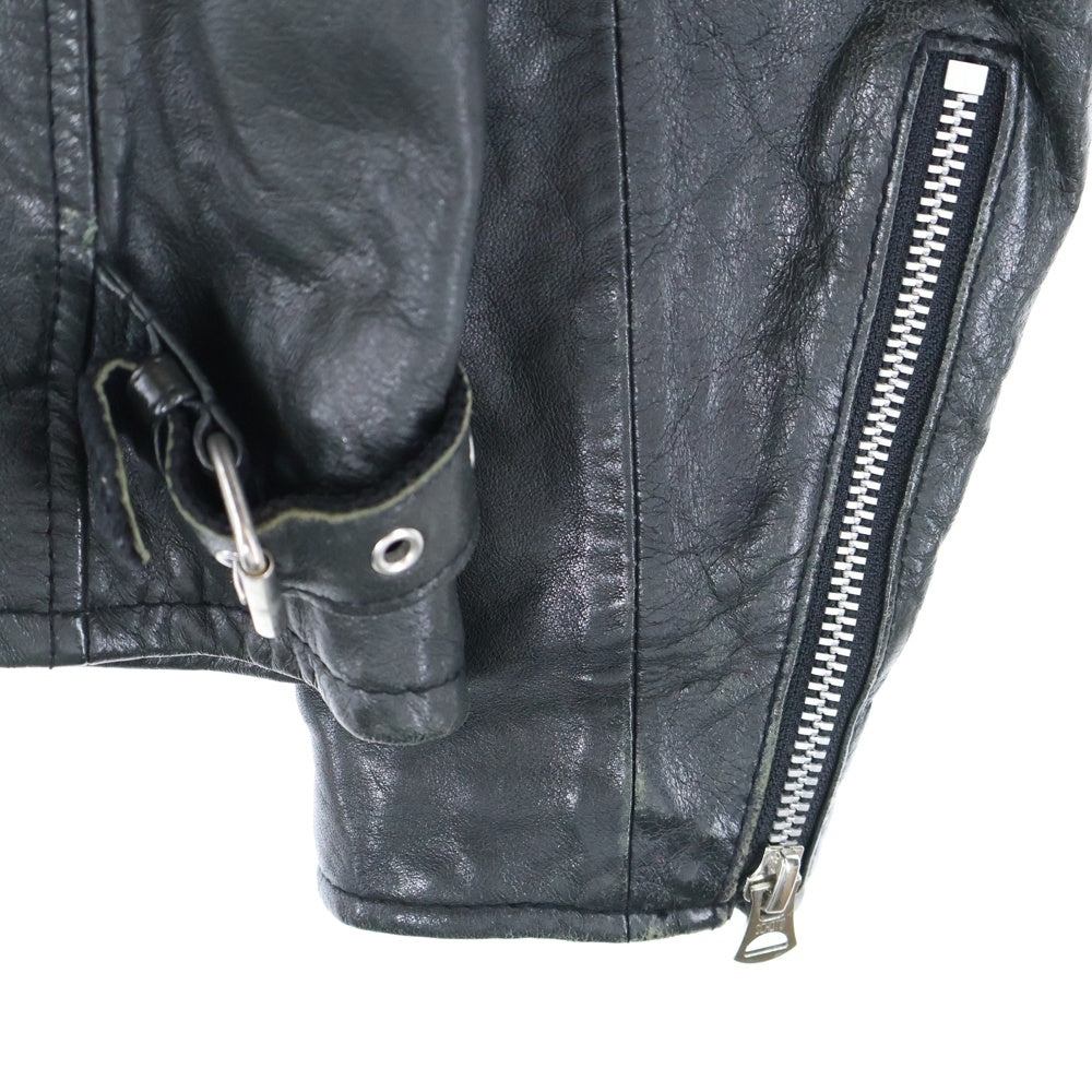 SCHOTT(ショット) ラムレザー ジップアップ 総柄ライナーシングルライダースジャケット ブラック